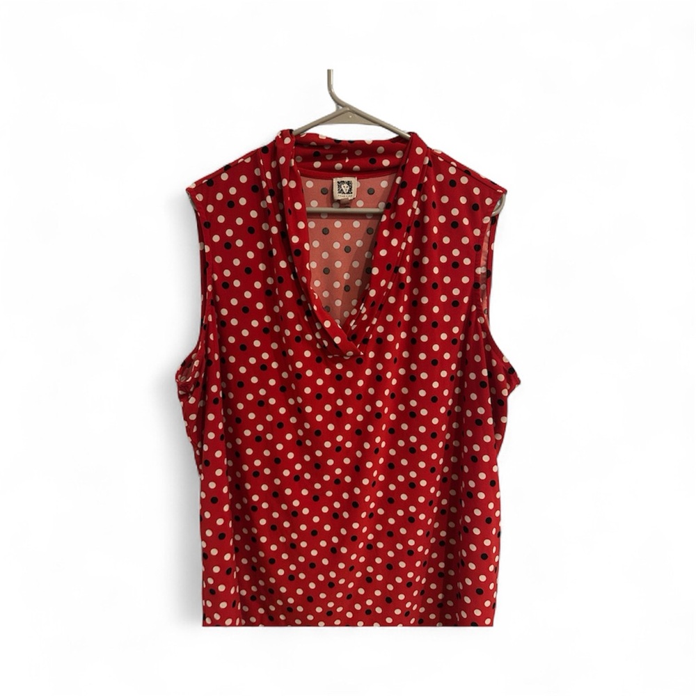 Alfred Dunner Red and White Polka Dot Blouse